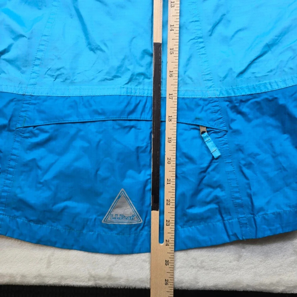 L.L.Bean Rain Jacket Kids Medium 10-12 Blue Lightweight Hooded Zip‎ Up